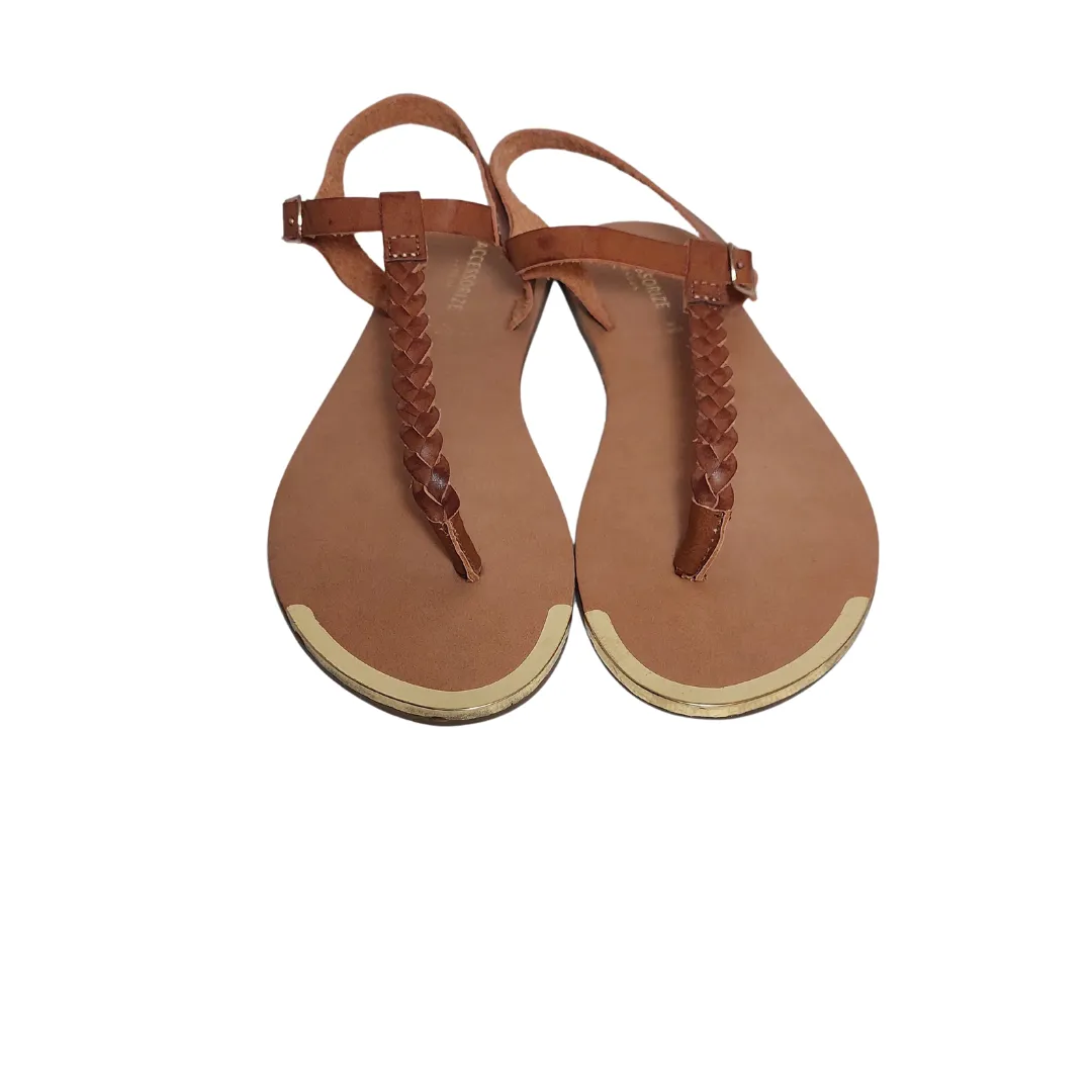 Accessorize Tan Thong Leatherette Sandals | Brand new |