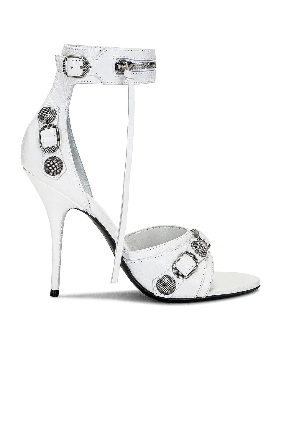 Balenciaga Cagole Shoes in Optic White & Aged Nickel