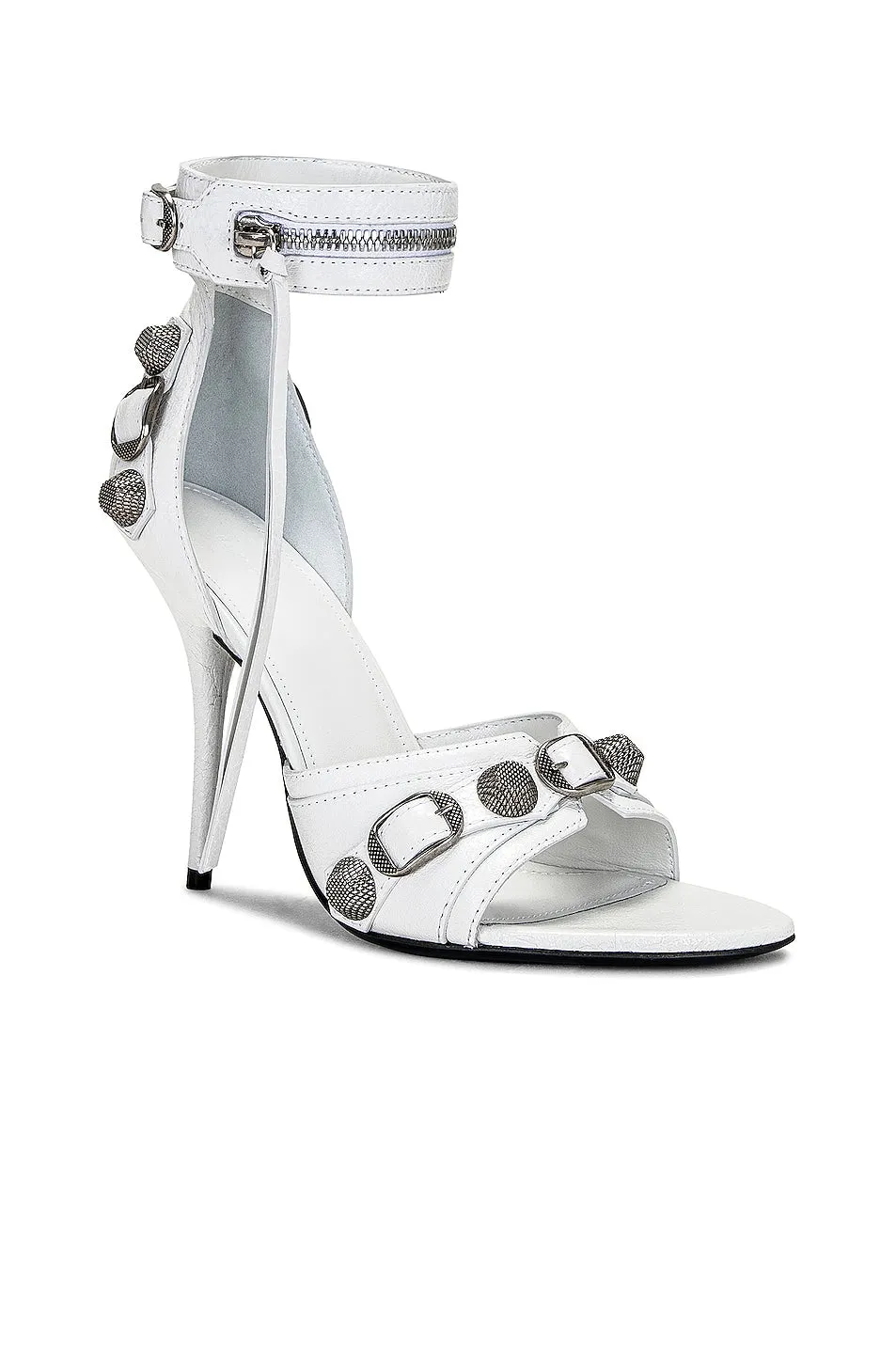 Balenciaga Cagole Shoes in Optic White & Aged Nickel