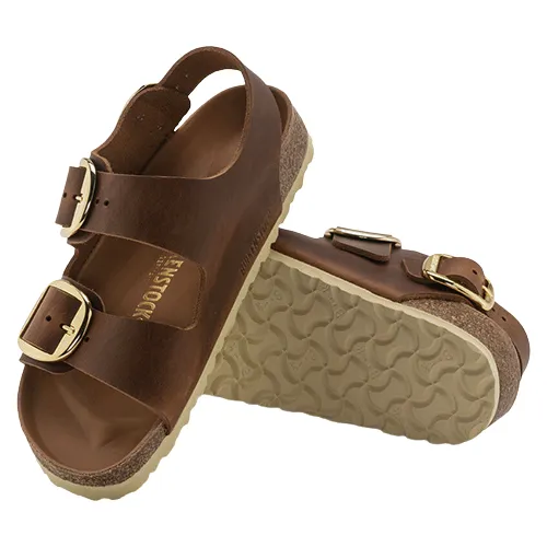 Birkenstock Ladies Back Strap Sandals - Milano Big Buckle - Cognac