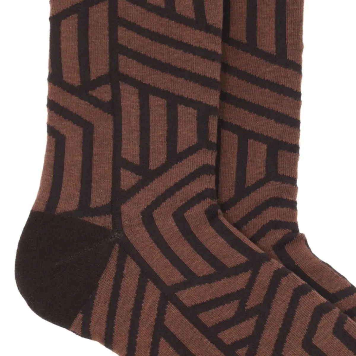 Brown Geometric Pattern Socks from the Sock Panda (Adult Large - Men's Shoe Sizes 8-12)