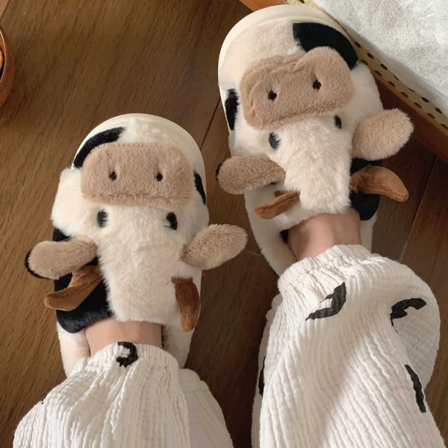 Cartoon Cow Cotton Slippers