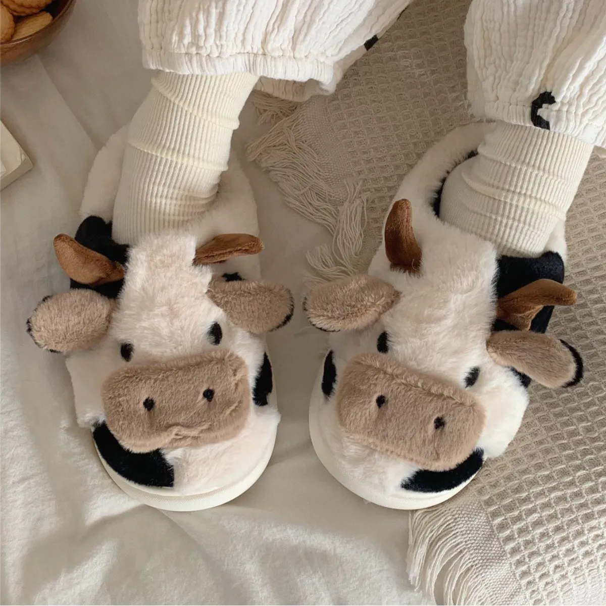 Cartoon Cow Cotton Slippers