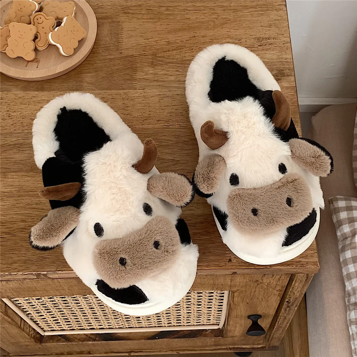 Cartoon Cow Cotton Slippers