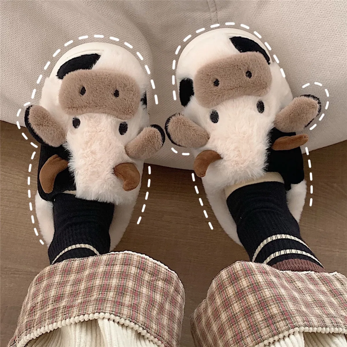 Cartoon Cow Cotton Slippers