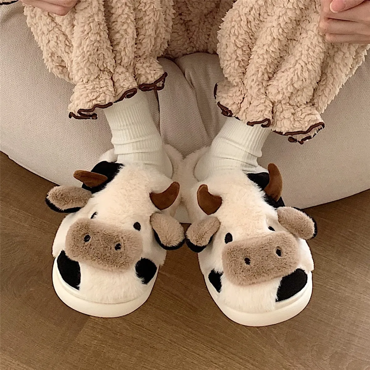 Cartoon Cow Cotton Slippers