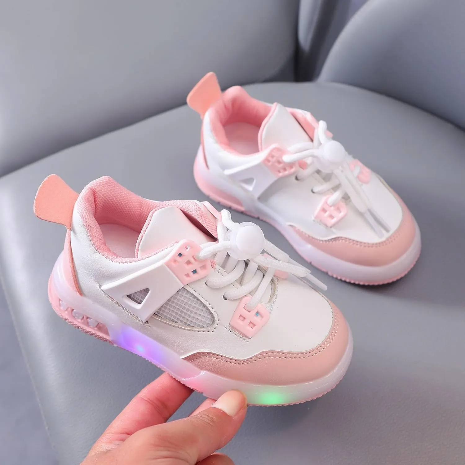 Cathalem Kids Baby Girls Shoes Sneakers LED Light Up Luminous Bowknot Sneakers Winter Warm Shoes for Toddler 1-6Years