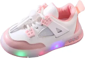 Cathalem Kids Baby Girls Shoes Sneakers LED Light Up Luminous Bowknot Sneakers Winter Warm Shoes for Toddler 1-6Years