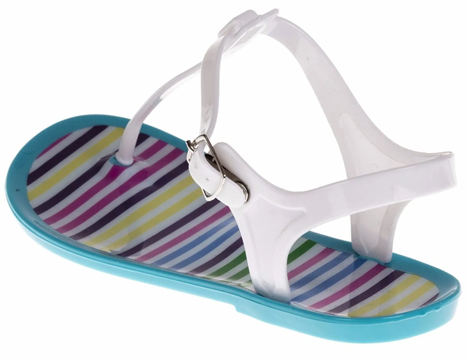 Chatties Girls Jelly T-Strap Sandals - White / Turquoise Size 2 / 3