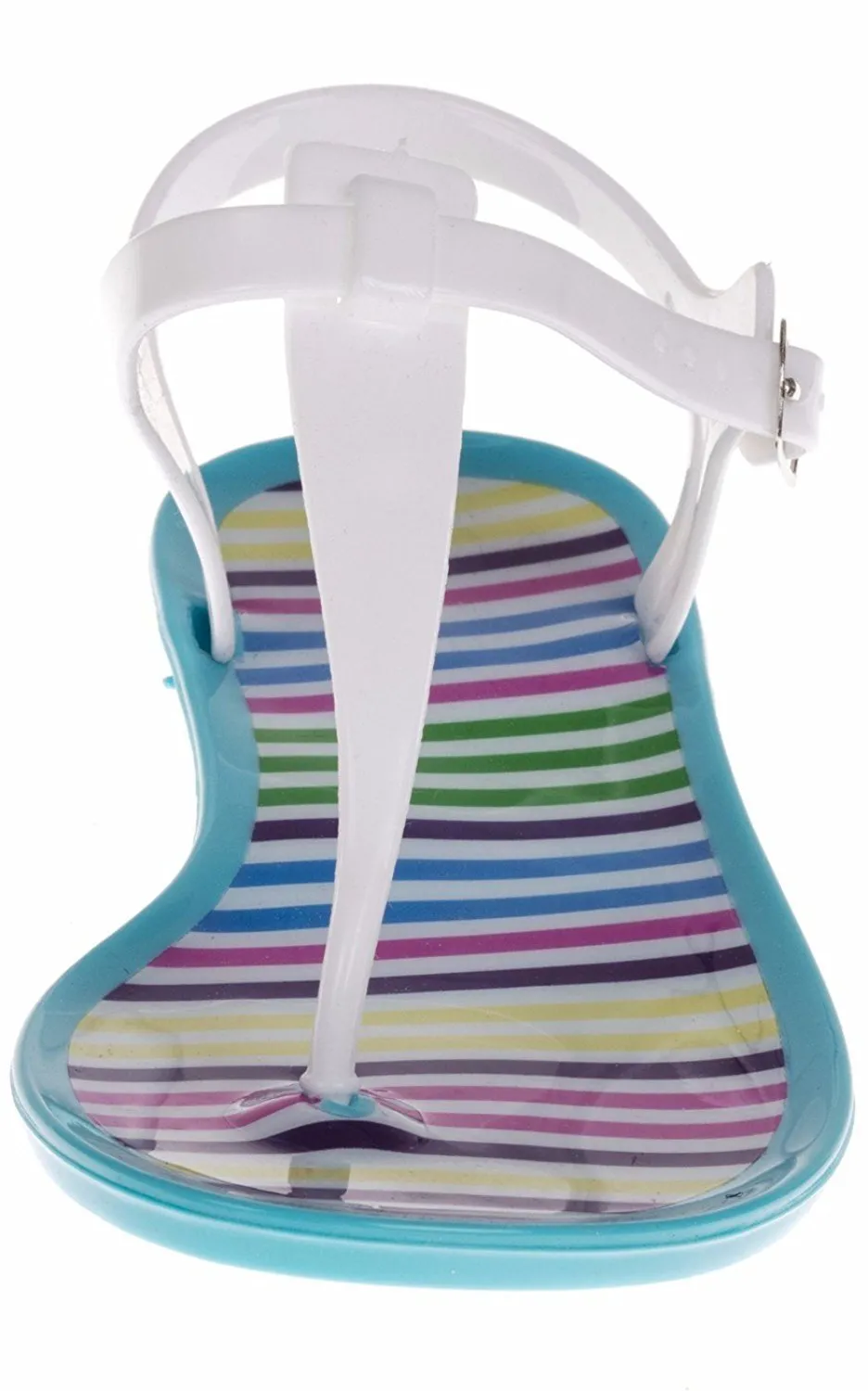 Chatties Girls Jelly T-Strap Sandals - White / Turquoise Size 2 / 3