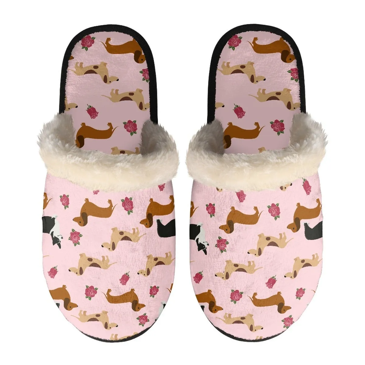 Dachshund Printed Winter Slippers