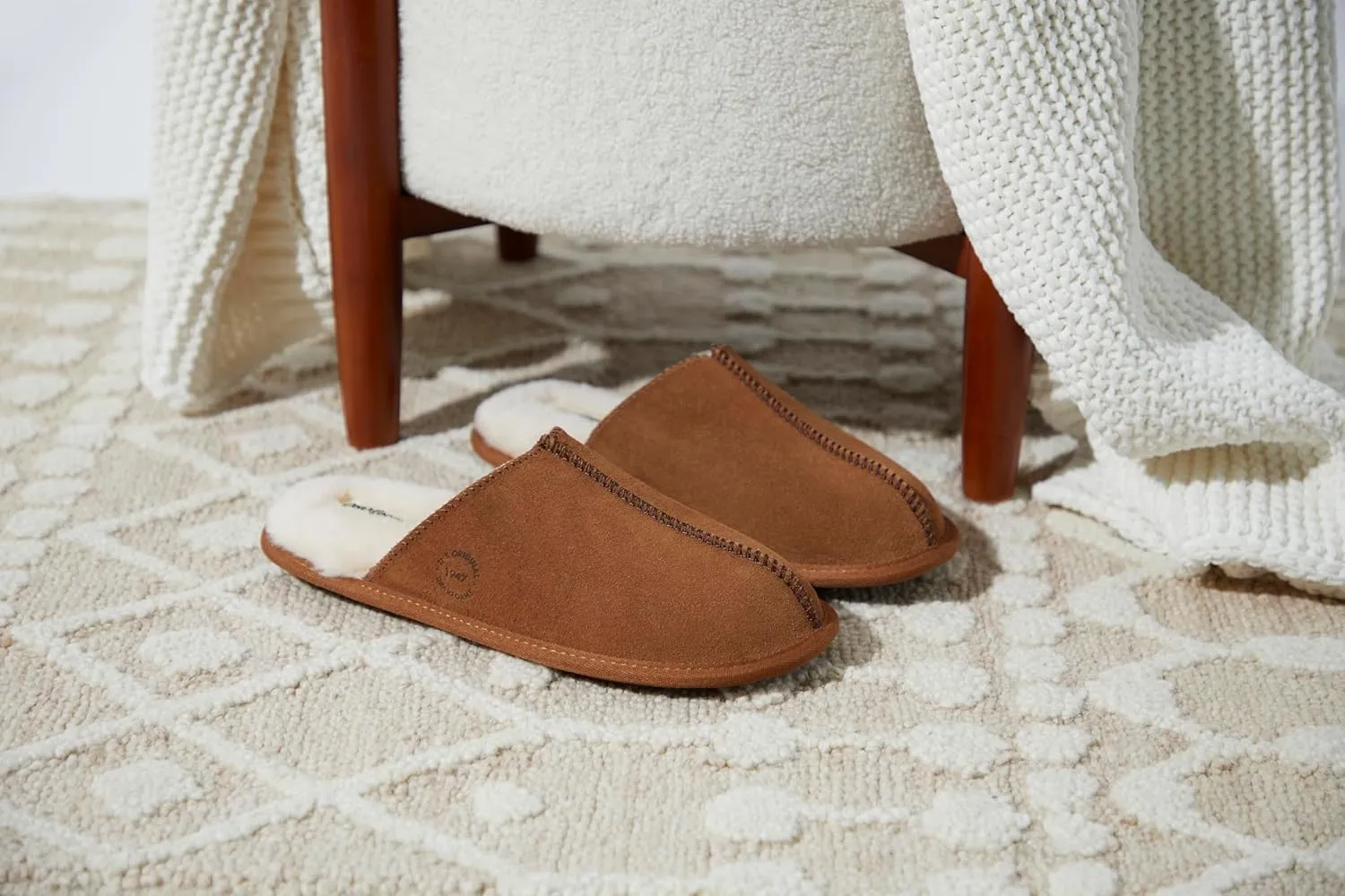 Dearfoams Men's Genuine Suede Indoor Outdoor Comfort Memory Foam Bradford Scuff House Slipper