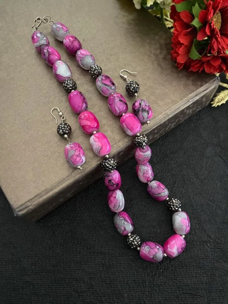Designer Semi Precious Chalcedony Stone Beads Necklace By Gehna Shop