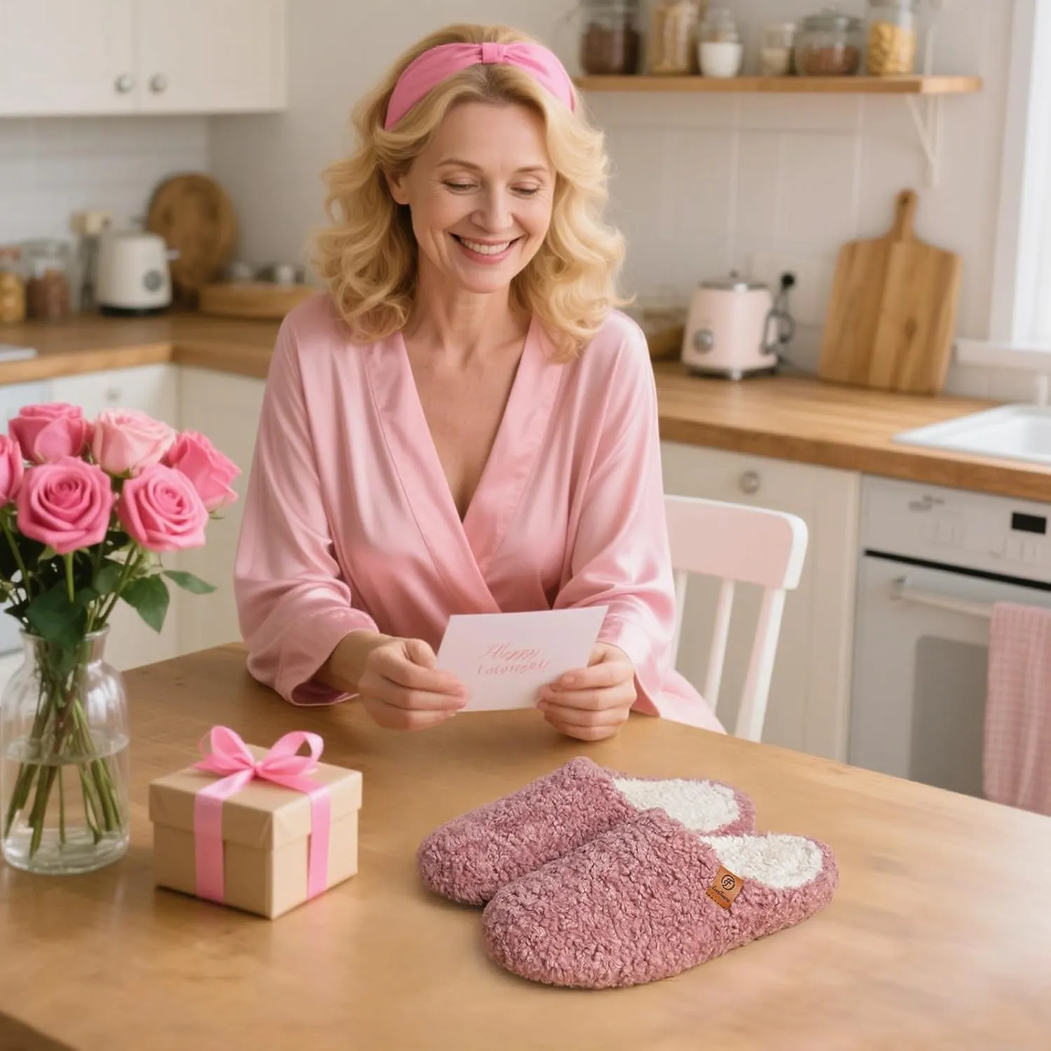 EverFoams Women's Fuzzy Slip-on Slippers Soft Comfy Memory Foam Indoor House Shoes