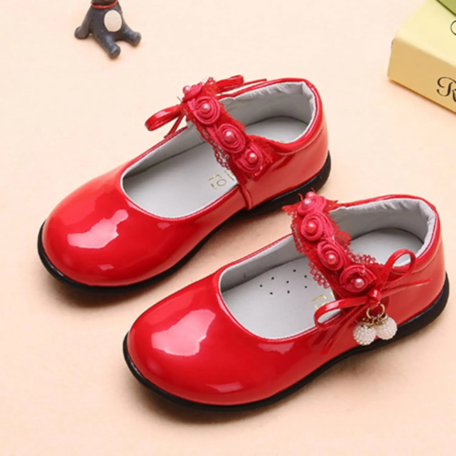 Girls Dress Shoes with Anti-Scratch Leather Princess Pary Schools niform Shoes Mary Jane Ballerina Flat Shoes