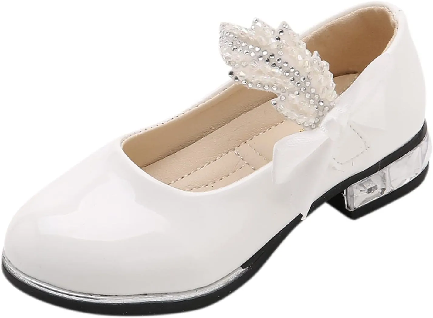 Girls PU Leather Mary Jane Ballet Flat𝘀 Princess Low Heel School Wedding Par𝘁y Dress Shoes for Toddler Kids