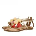 GOLDEN THONG SANDALS WITH POMPONS FOR GIRLS 43659