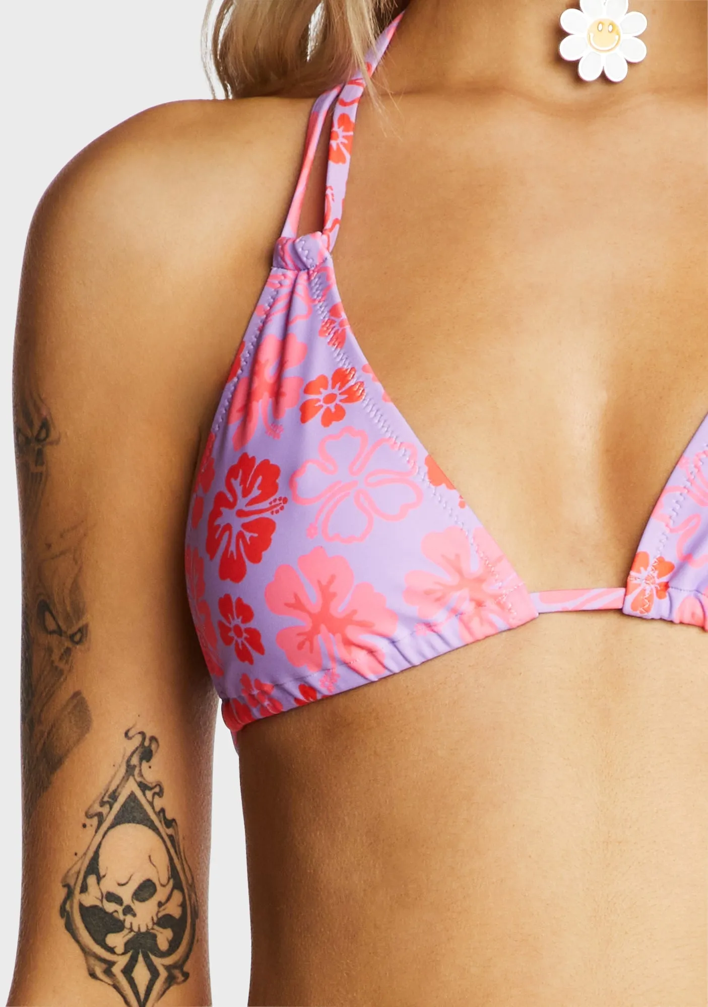 Halter Bralette Bikini Top - Cherry Berry