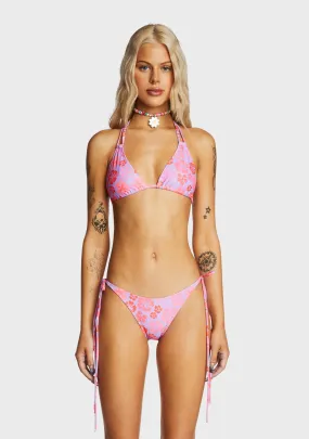 Halter Bralette Bikini Top - Cherry Berry