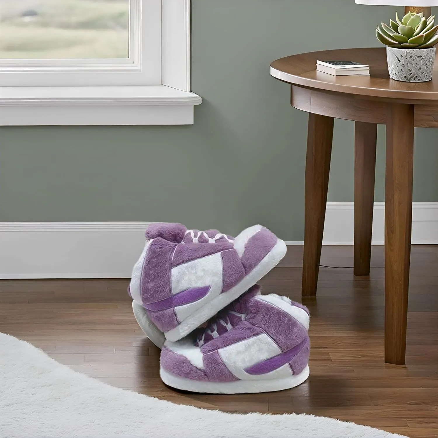 High Top Sneaker Slippers  Ultra Comfy & Cozy Plush House Slippers for Men & Women | Soft, Warm, Fluffy Indoor Shoes | Unisex One-Size Fuzzy - PINK