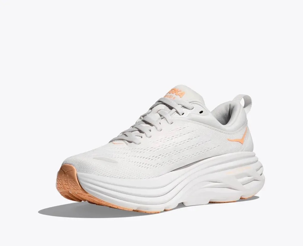 Hoka Women's BONDI 8 - White / Cantaloupe (WLP)