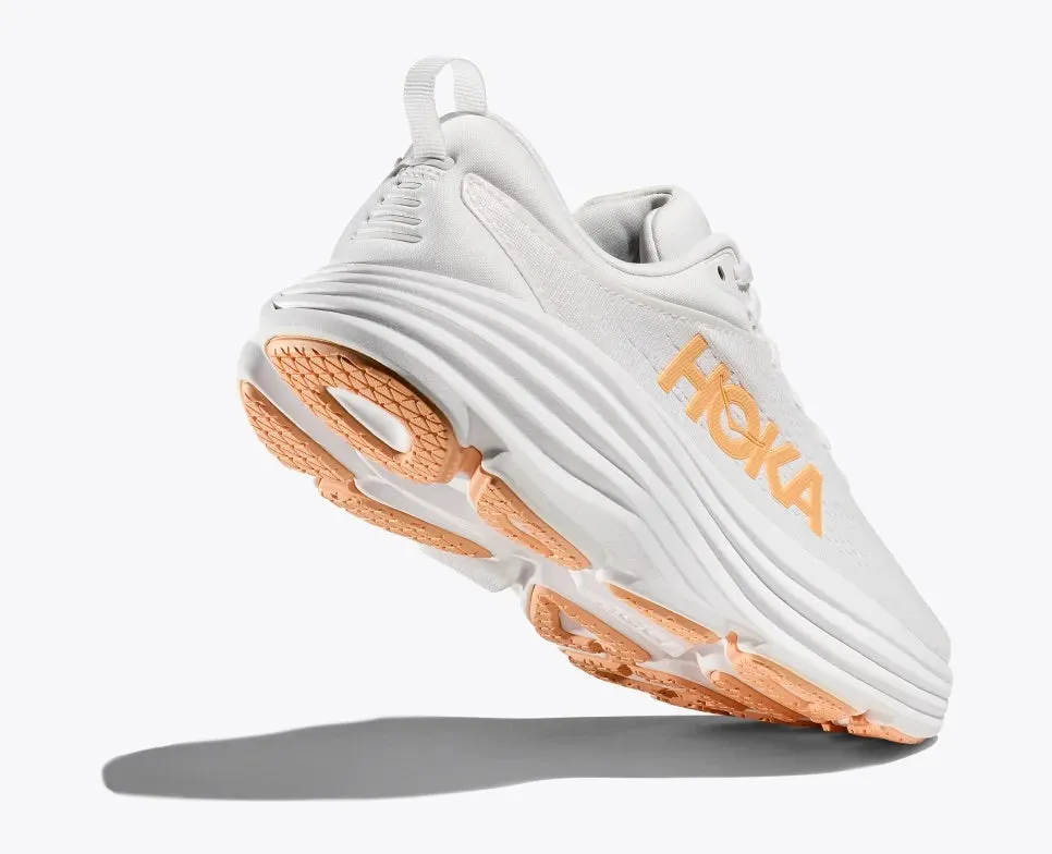 Hoka Women's BONDI 8 - White / Cantaloupe (WLP)