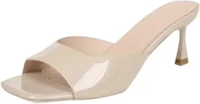 Kitten Heels for Women Low Heels Stiletto Heeled Slides Casual Dressy Pom Party Vacation Sandals Square Toe Slip-Ons