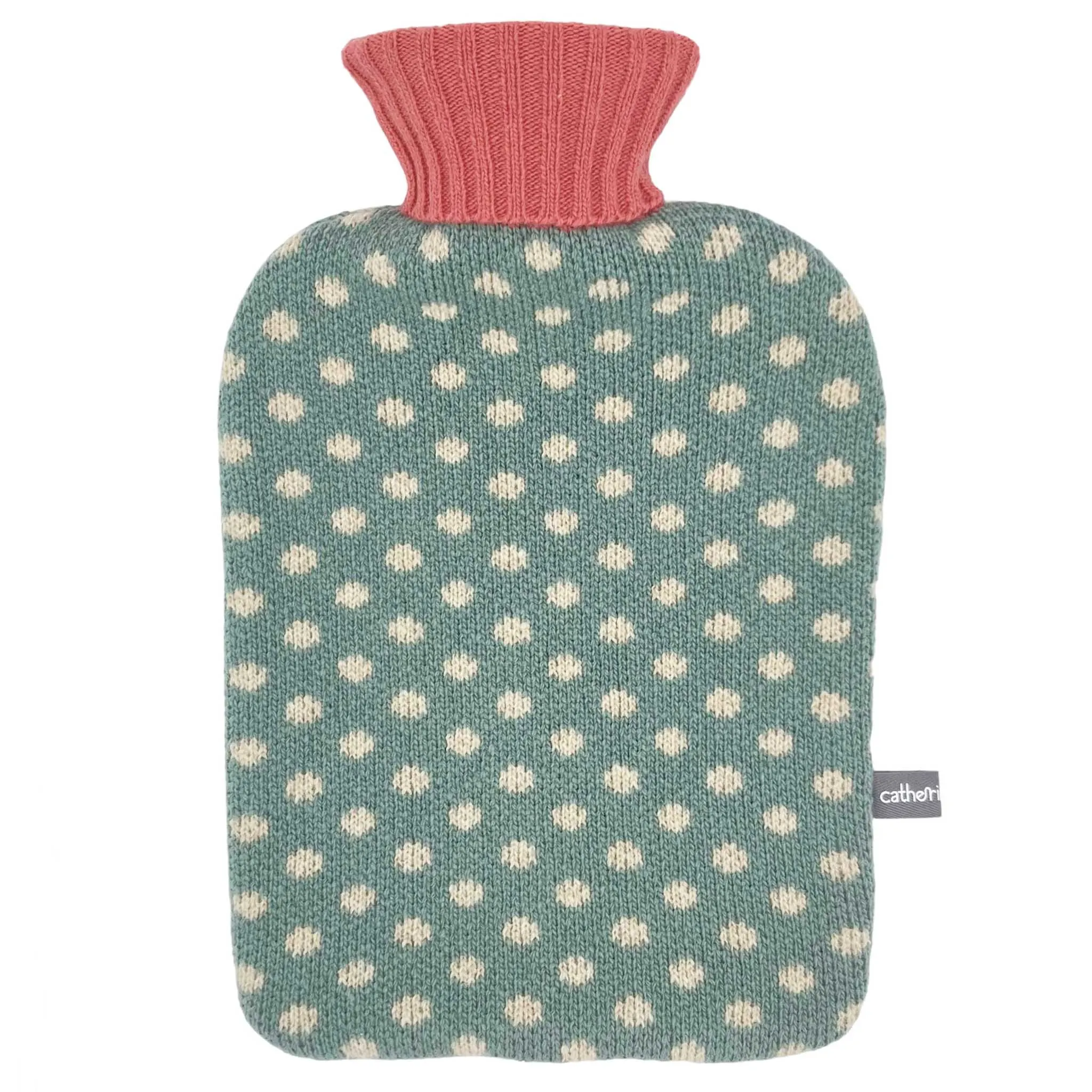 Lambswool Hot Water Bottle Cover - Jade Green Small Spots