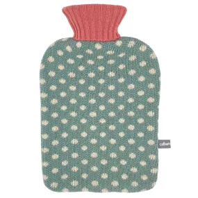 Lambswool Hot Water Bottle Cover - Jade Green Small Spots