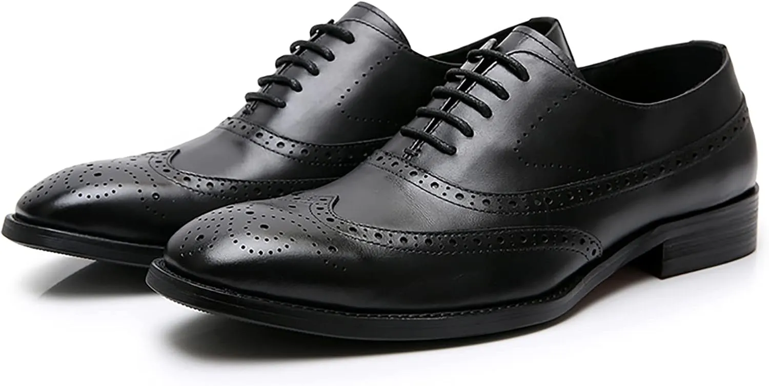 Men's Dress Shoes Lace Up Formal Oxford Modern Formal Oxford Casual Shoes Comfortable Wedding Shoes Non Slip Business Shoes,Black,9.5US/44EU