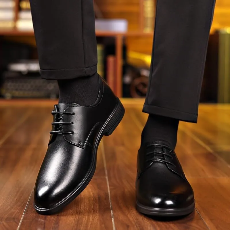 Men's Fashion Black Shoes, Pointed Toe Luxury Lace-up Formal Shoes, Classic Business Oxfords for Men, Elegant Men's Formal Footwear