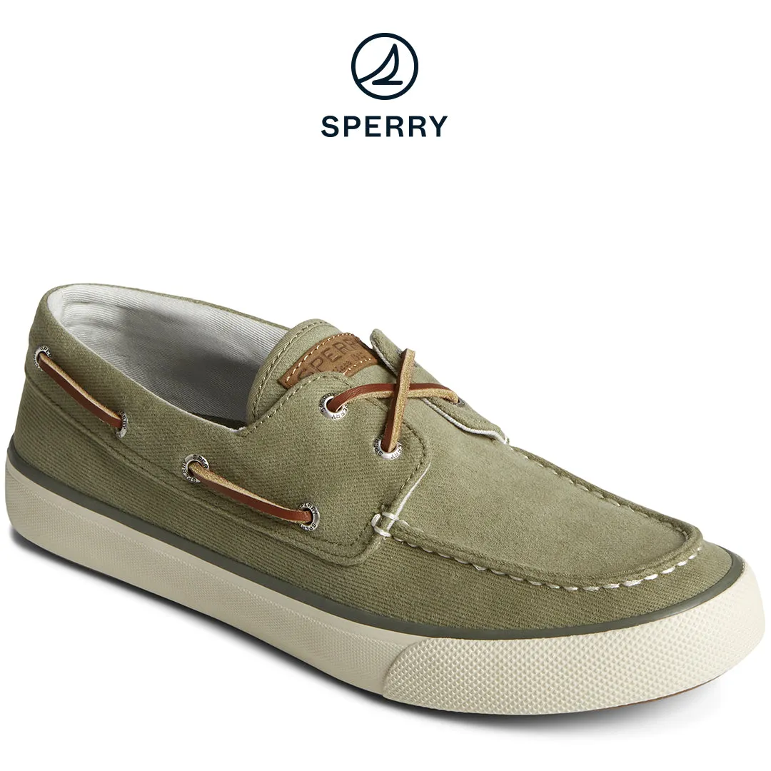 Men's SeaCycled™ Bahama II Twill Boat Sneaker Olive (STS25311)