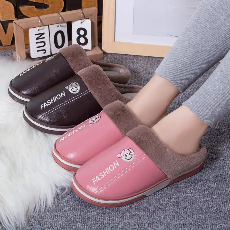 Men's Women Warm Plush Soft Slippers, Indoors Anti-slip Winter Floor Bathroom Plush House Slippers