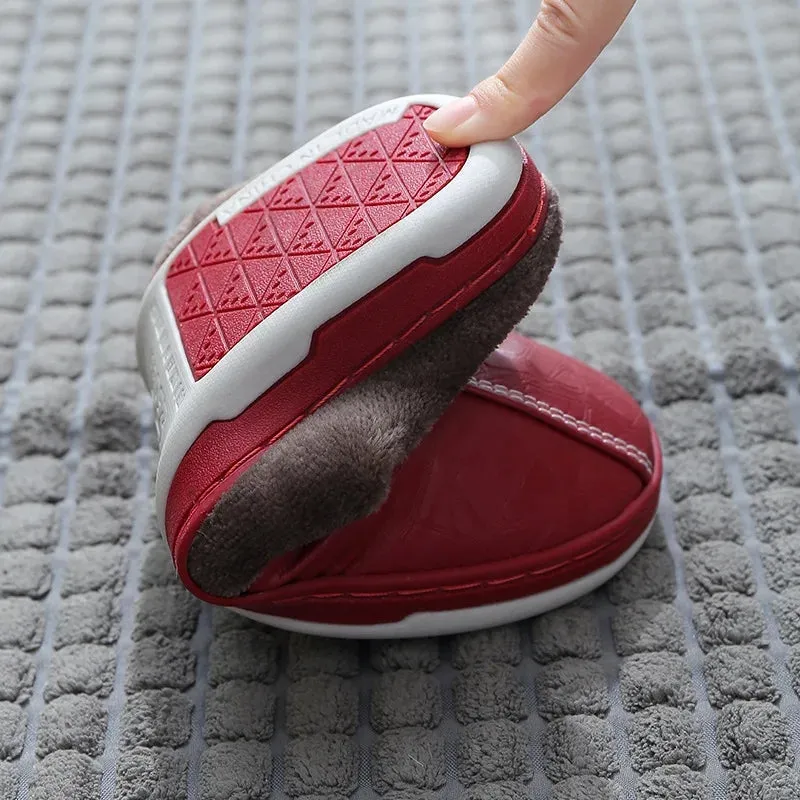 Men's Women Warm Plush Soft Slippers, Indoors Anti-slip Winter Floor Bathroom Plush House Slippers