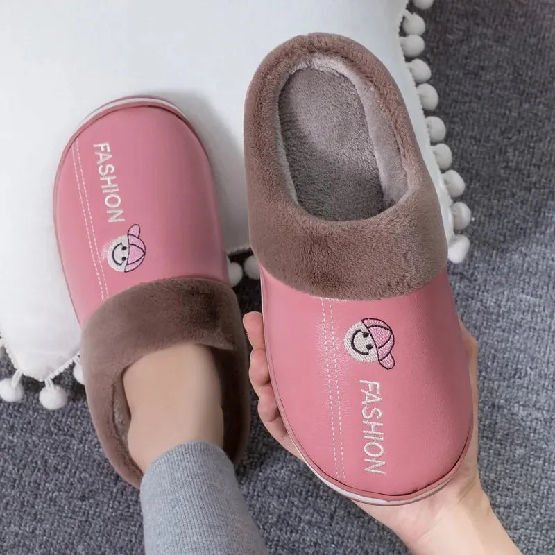 Men's Women Warm Plush Soft Slippers, Indoors Anti-slip Winter Floor Bathroom Plush House Slippers