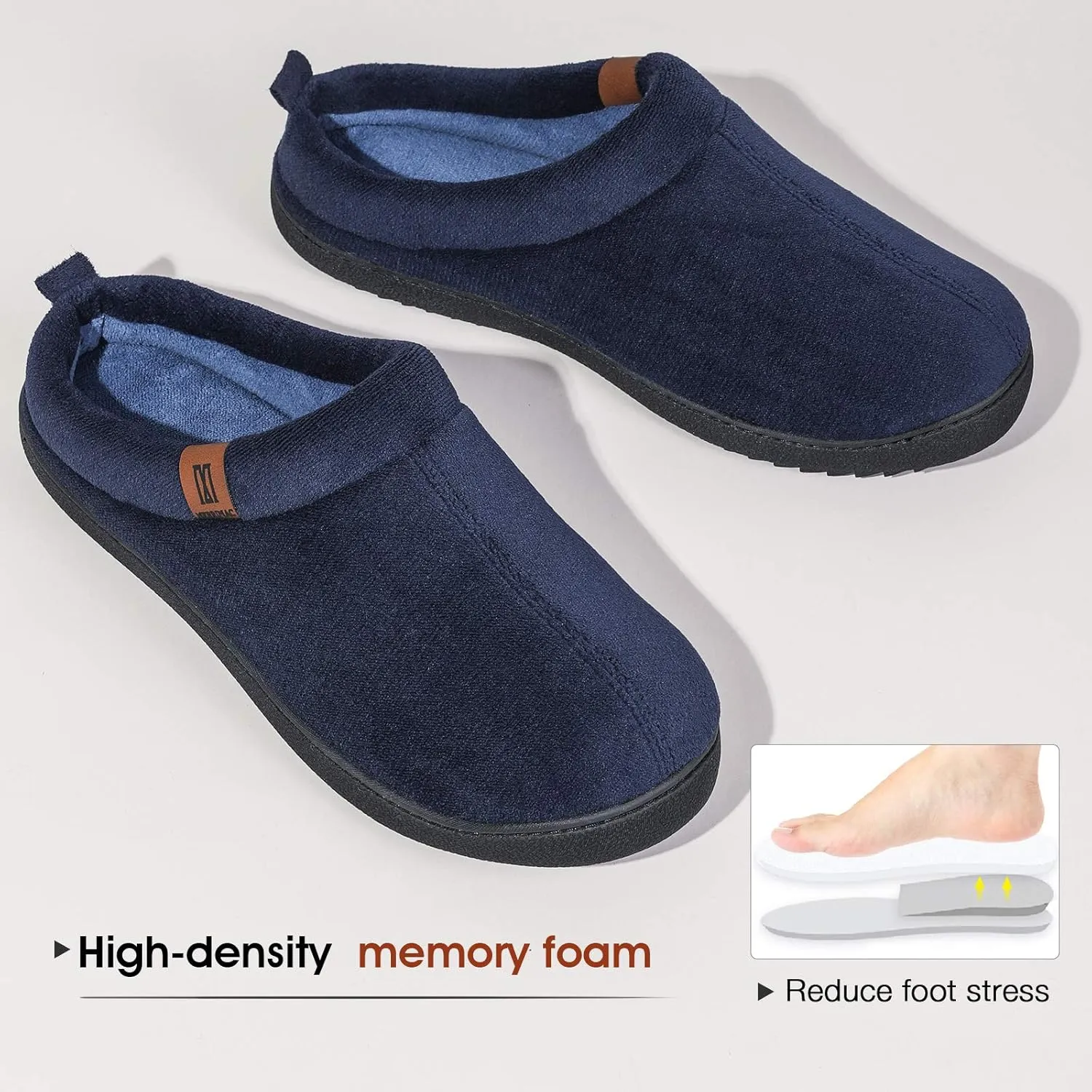 MERRIMAC Men's Slip on Slippers Comfy Memory Foam Non Slip Indoor House Shoes