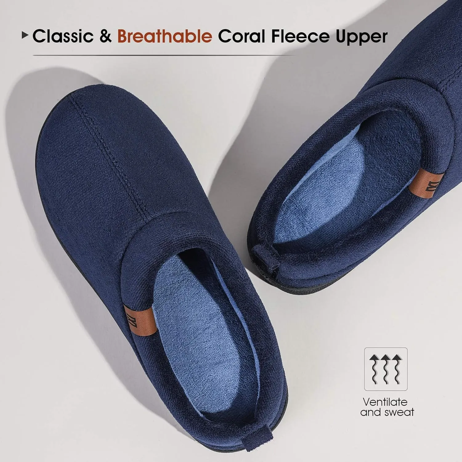 MERRIMAC Men's Slip on Slippers Comfy Memory Foam Non Slip Indoor House Shoes