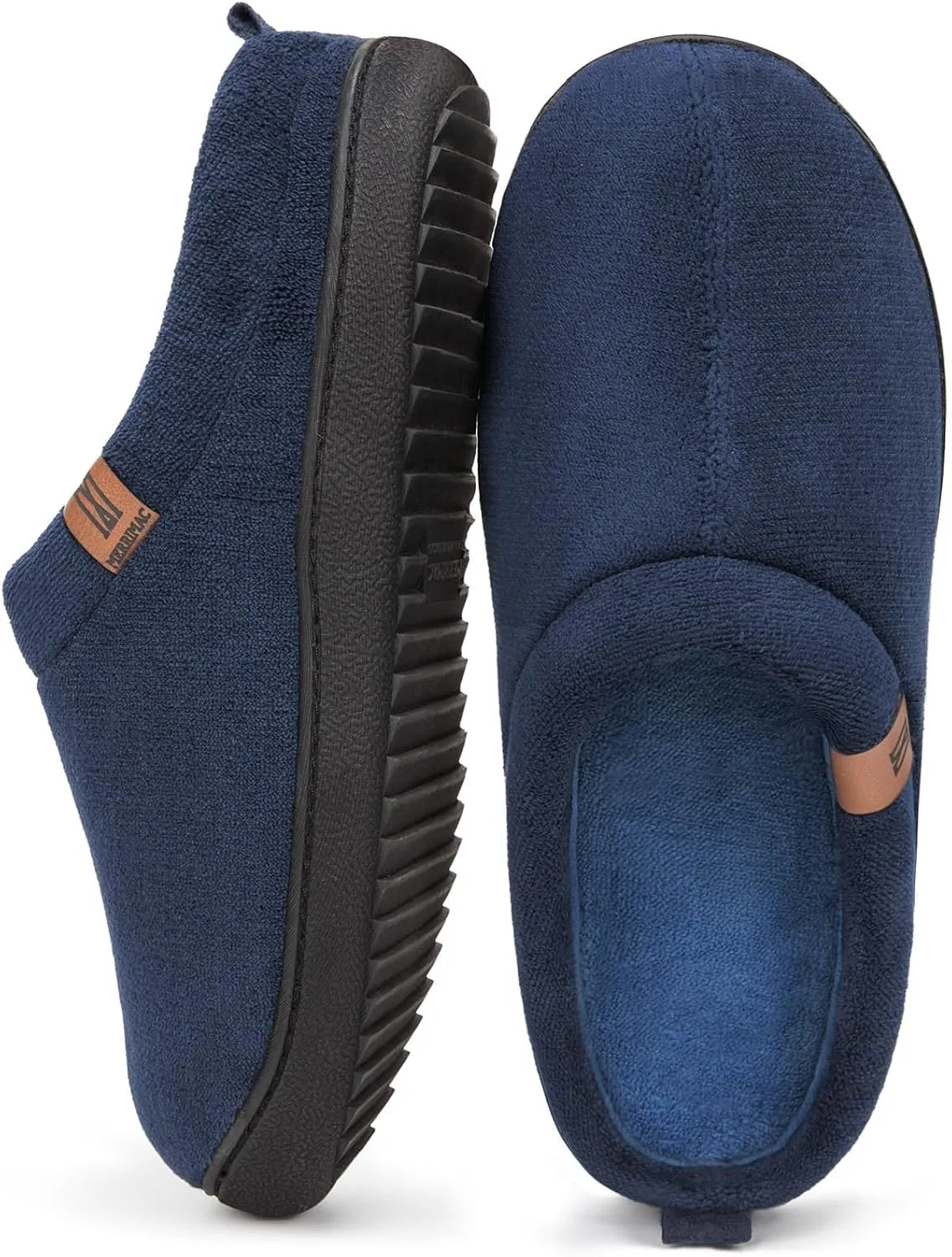 MERRIMAC Men's Slip on Slippers Comfy Memory Foam Non Slip Indoor House Shoes