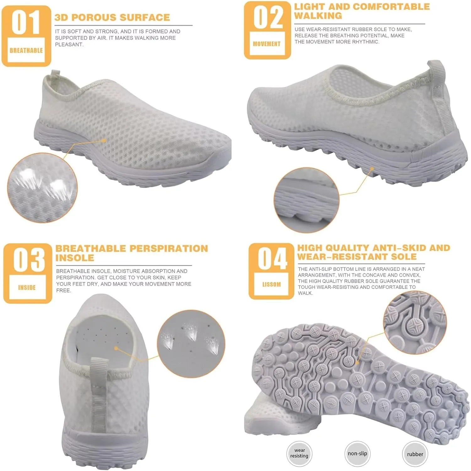 Mesh Sneaker Women Men Walking Shoes Slip On Non Slip US 5-12 Sports Activewear