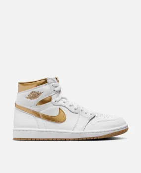 Nike WMNS Air Jordan 1 Retro Hi OG (White/Metallic Gold-Gum Light Brown)