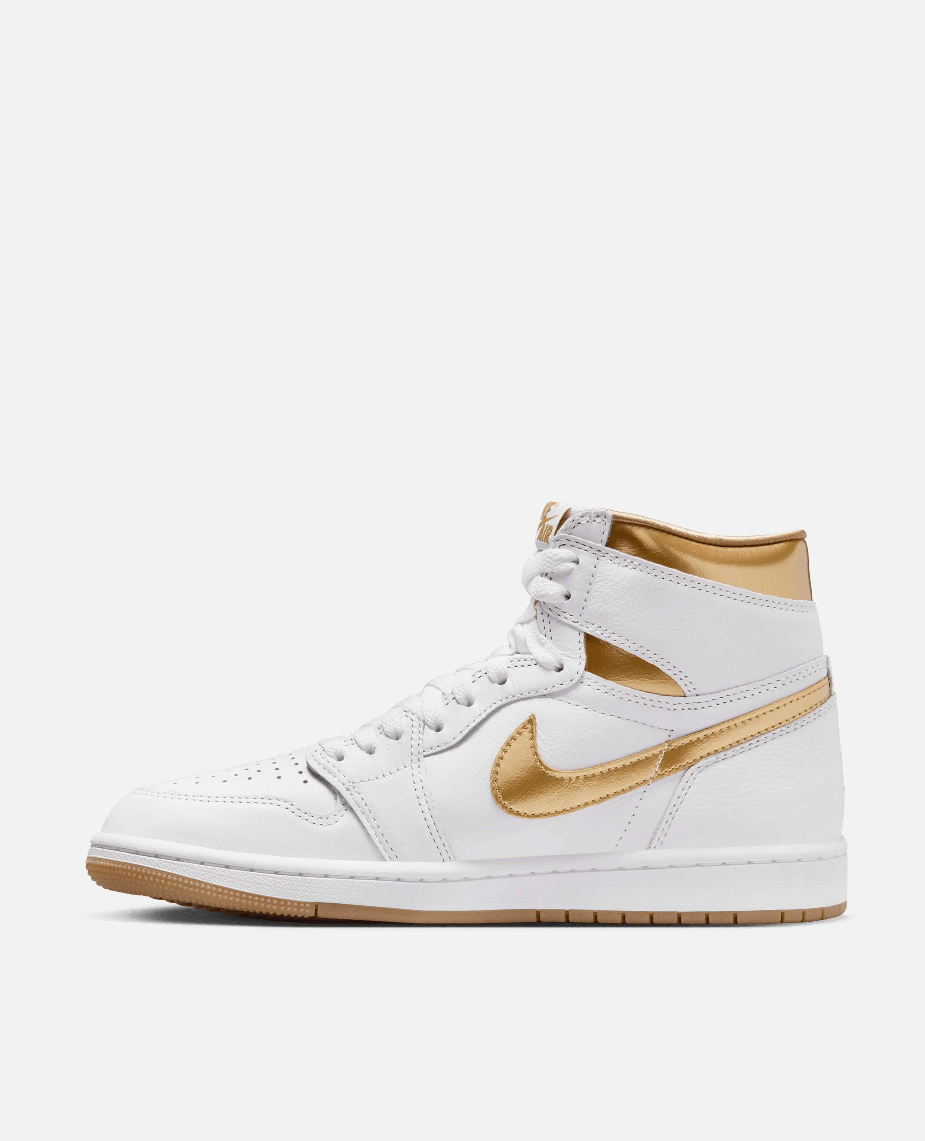 Nike WMNS Air Jordan 1 Retro Hi OG (White/Metallic Gold-Gum Light Brown)