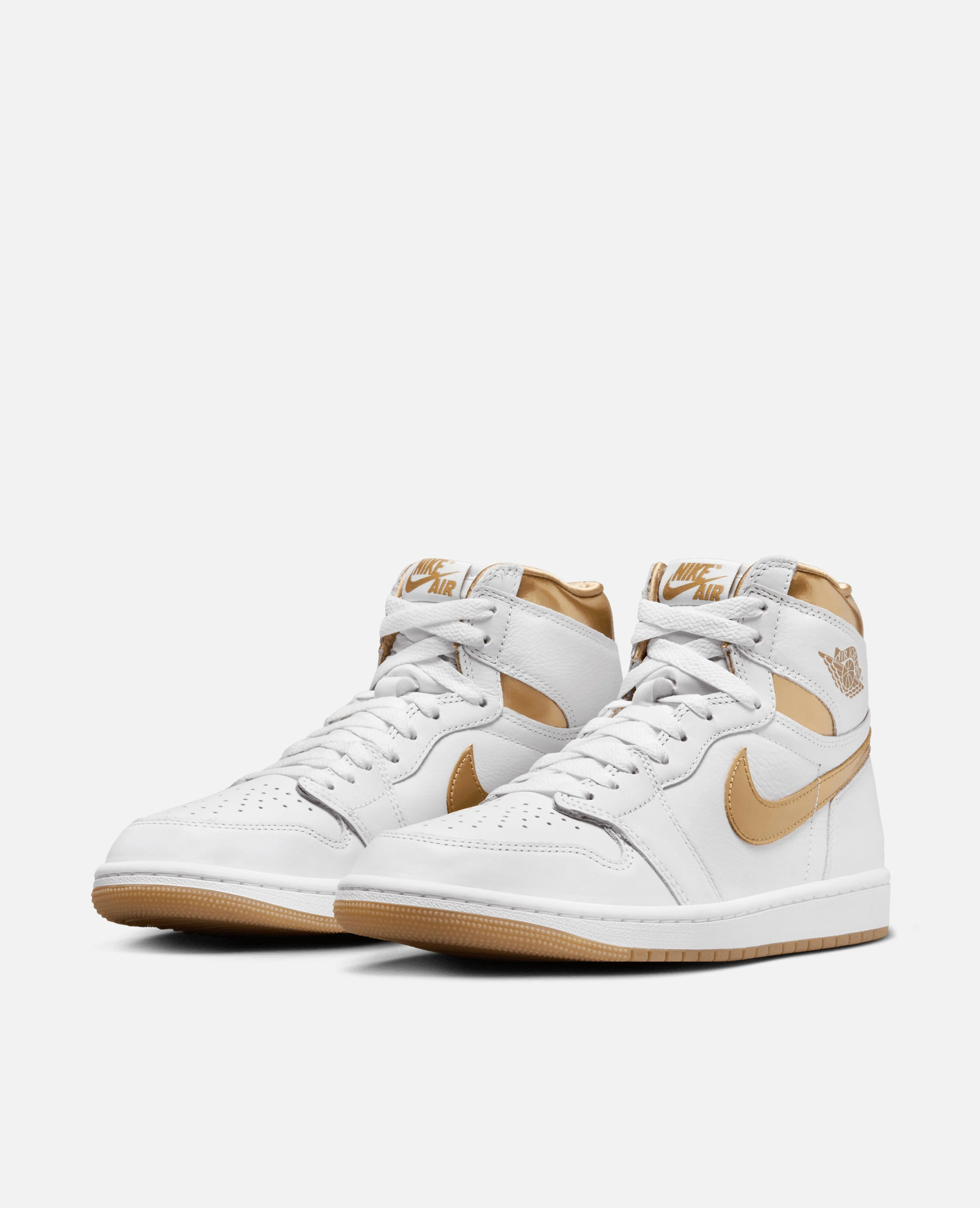 Nike WMNS Air Jordan 1 Retro Hi OG (White/Metallic Gold-Gum Light Brown)