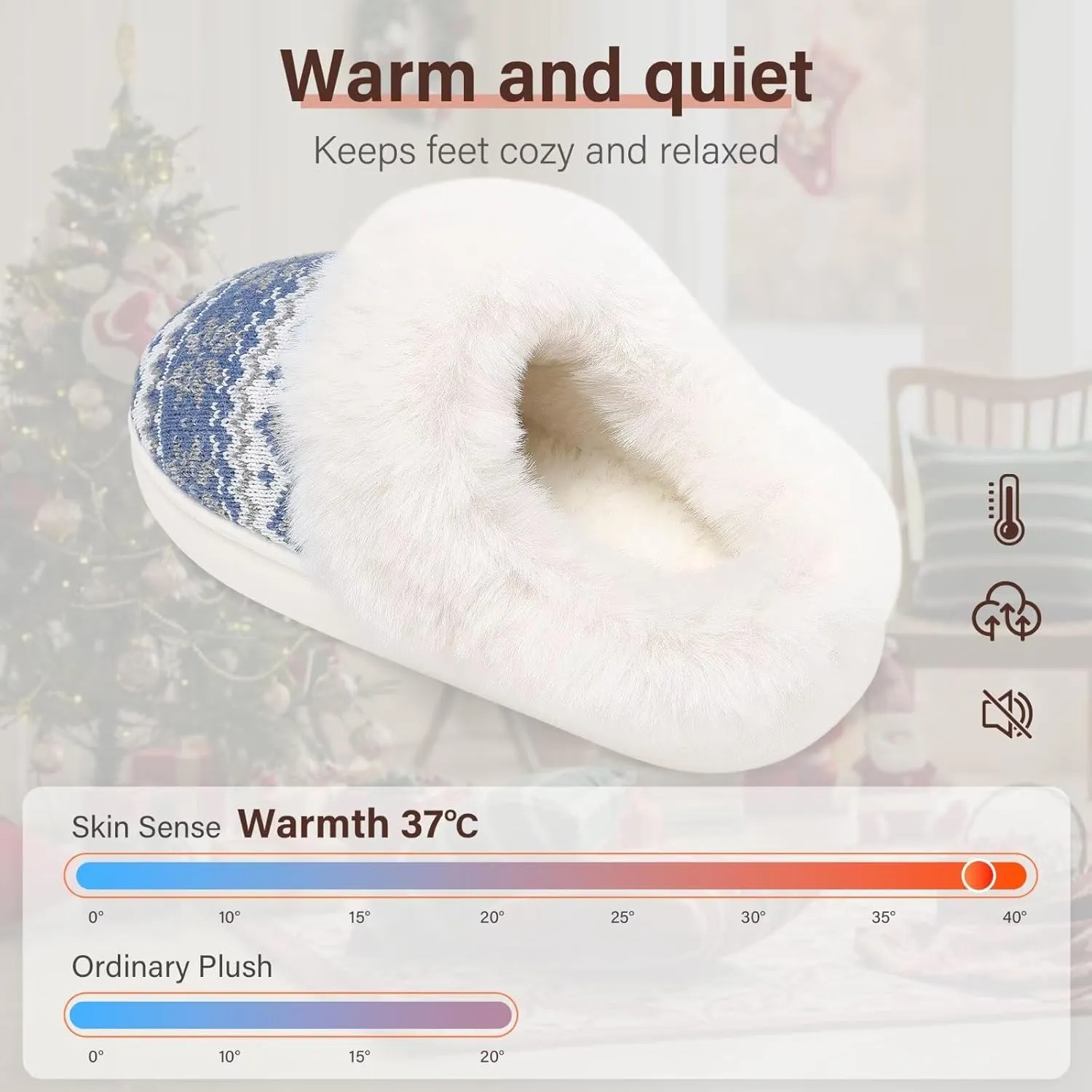 NineCiFun Women's Warm Fuzzy Cute Christmas Slippers - Memory Foam Insole, Bedroom & Gift