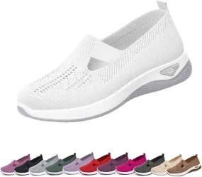 Orthowalkway Womens Shoes, Spring Summer Orthopedic Arch Support Mesh Breathable Cut-Out Soft Sneakers Breathable and Comfortable