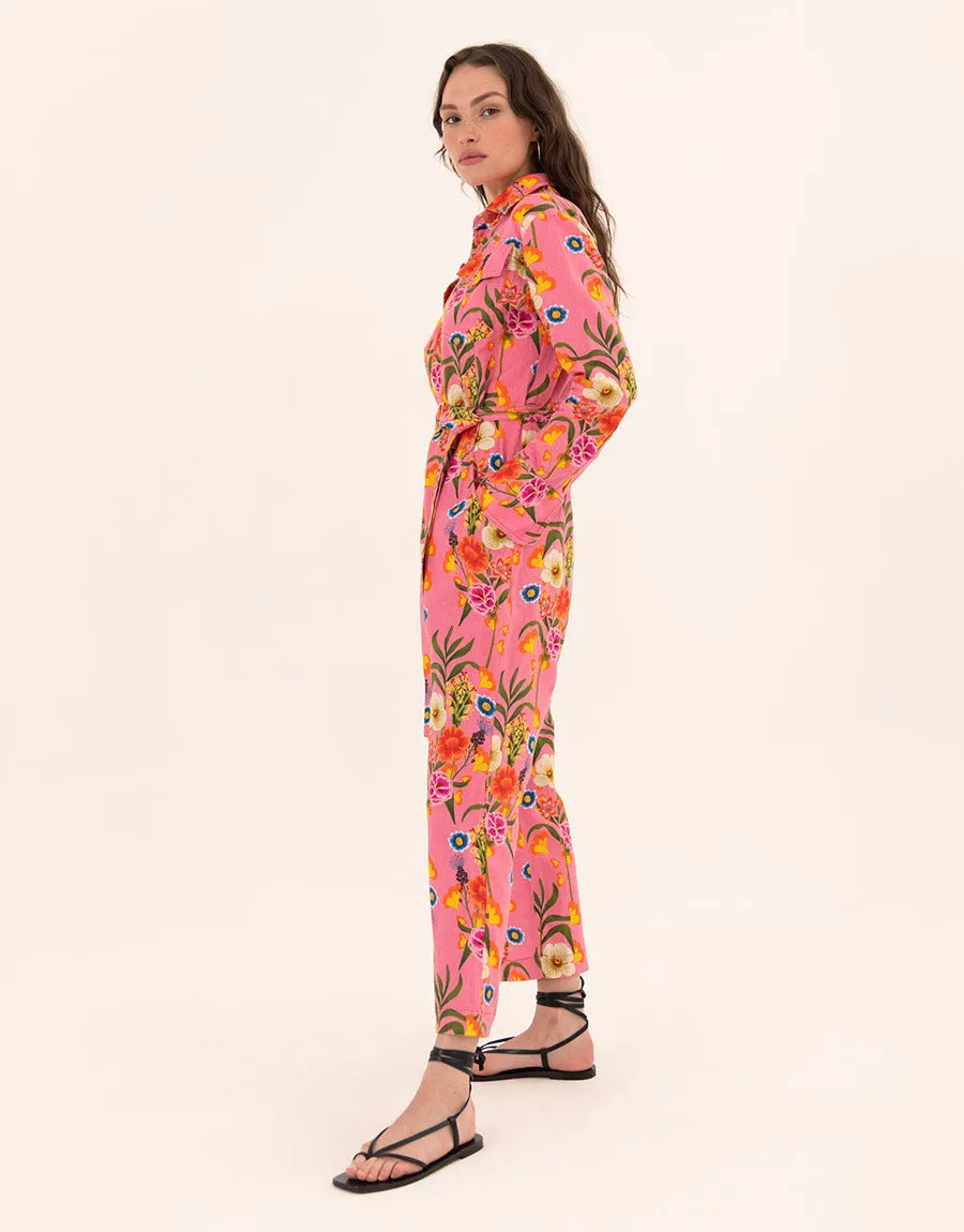 Remi Linen Jumpsuit - Vila Floral Pink