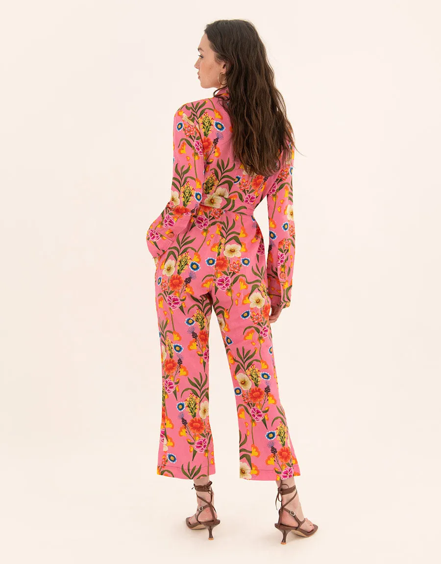 Remi Linen Jumpsuit - Vila Floral Pink