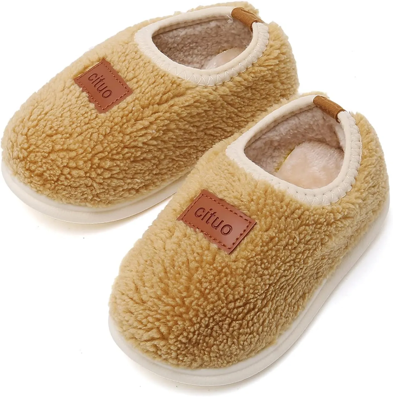 RVROVIC Boys Girls House Warm Slippers Fuzzy Winter Soft Slippers for Kids Fleece Non-slip Toddler Home Indoor Shoes
