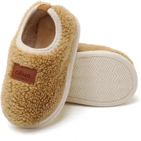 RVROVIC Boys Girls House Warm Slippers Fuzzy Winter Soft Slippers for Kids Fleece Non-slip Toddler Home Indoor Shoes