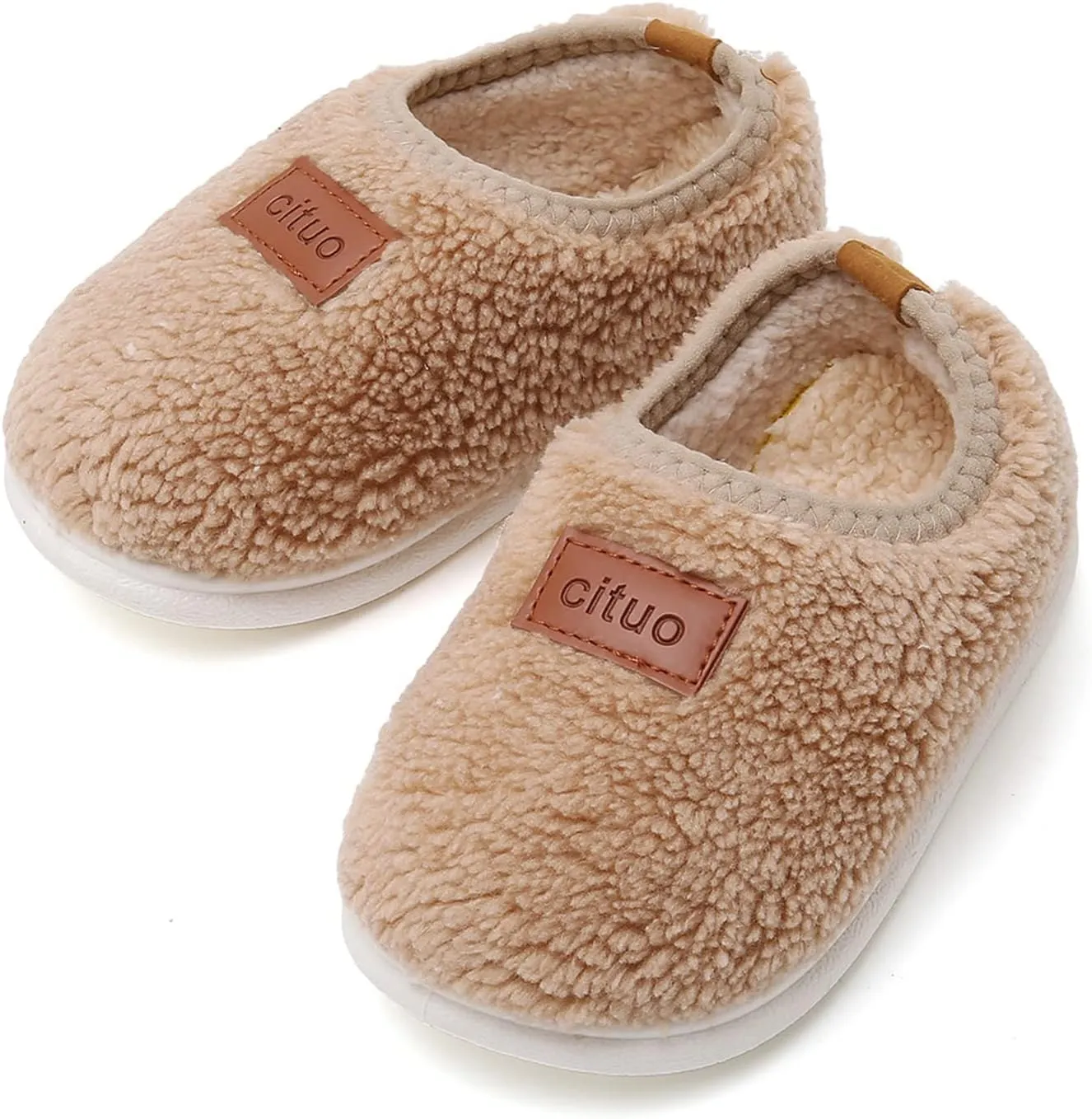 RVROVIC Boys Girls House Warm Slippers Fuzzy Winter Soft Slippers for Kids Fleece Non-slip Toddler Home Indoor Shoes