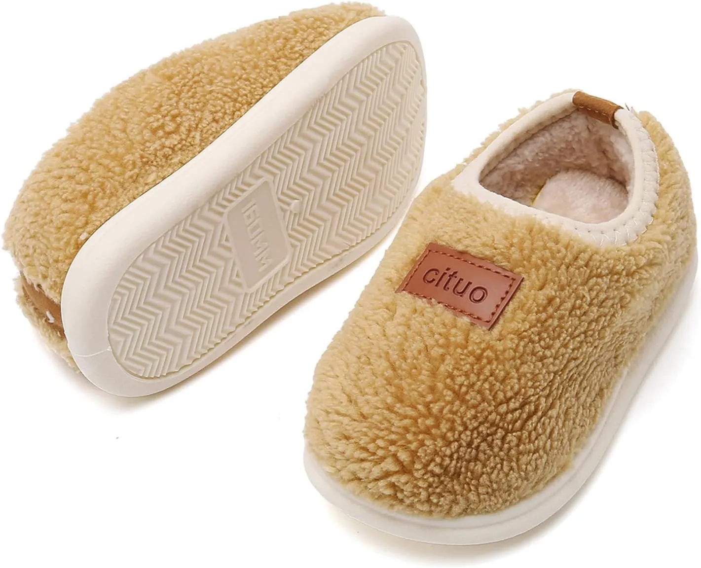 RVROVIC Boys Girls House Warm Slippers Fuzzy Winter Soft Slippers for Kids Fleece Non-slip Toddler Home Indoor Shoes